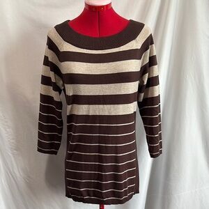 Striped Brown and Cream Women's Sweater LL222